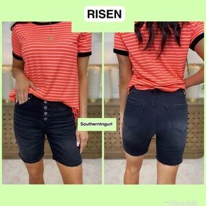 NWT RISEN  High rise bermuda denim shorts